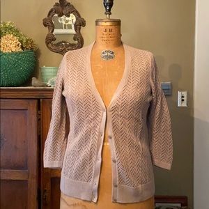 Ann Taylor herringbone knit V-Neck Cardigan
